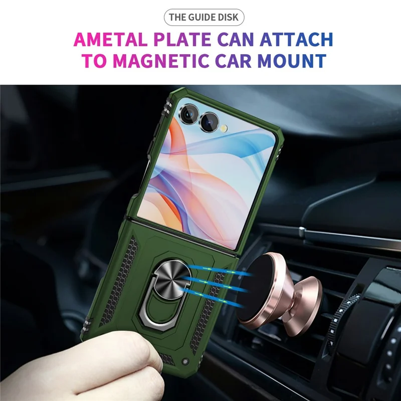 Cover per Samsung Galaxy Z Flip7 5G in TPU + PC con Anello Supporto Antiurto - Verde Militare