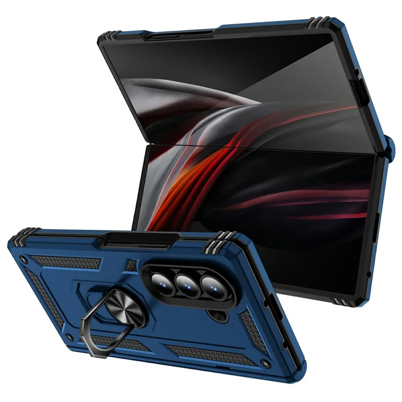 For Samsung Galaxy Z Fold7 5G Case PC + TPU Phone Cover with Kickstand - Blue