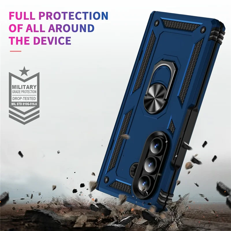For Samsung Galaxy Z Fold7 5G Case PC + TPU Phone Cover with Kickstand - Blue