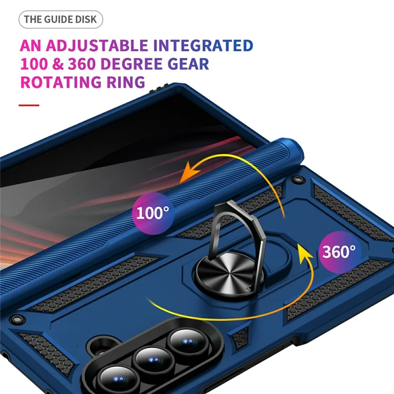 For Samsung Galaxy Z Fold7 5G Case PC + TPU Phone Cover with Kickstand - Blue