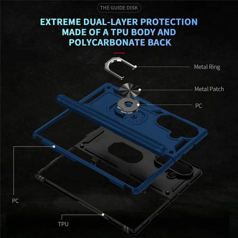 For Samsung Galaxy Z Fold7 5G Case PC + TPU Phone Cover with Kickstand - Blue