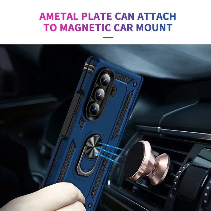 For Samsung Galaxy Z Fold7 5G Case PC + TPU Phone Cover with Kickstand - Blue