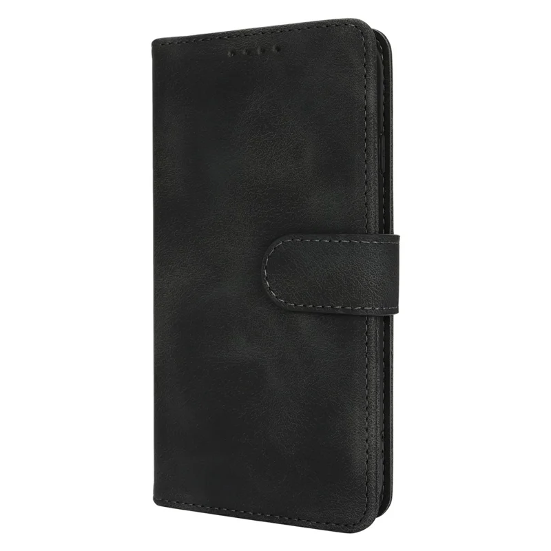 Wallet Hülle für iPhone SE (2022) / (2020) / 8 / 7 Doppelt Gefaltete Kante Soft-Touch PU Leder Flip Handyhülle - Schwarz