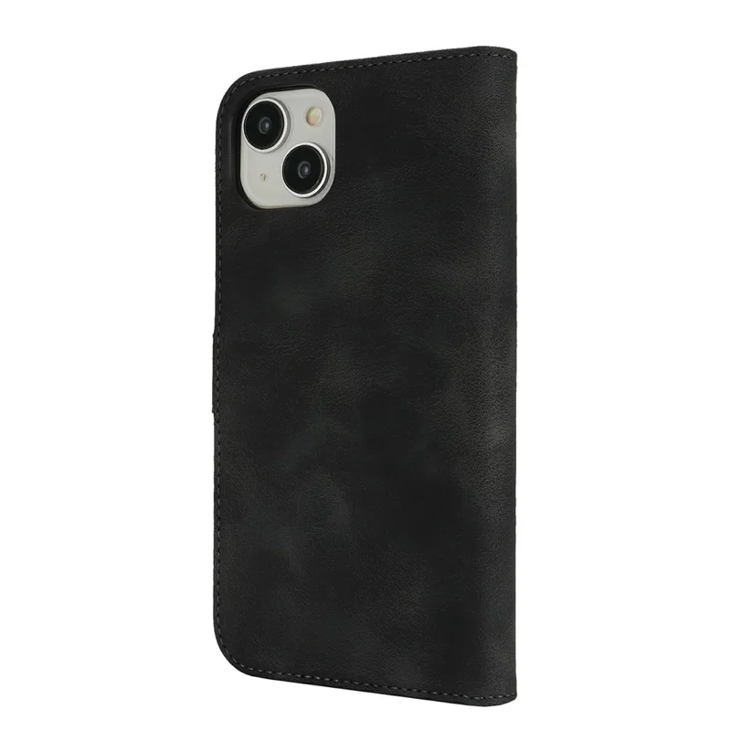 Чехол-кошелек для iPhone 15 Plus / 14 Plus с двойным загибом, из мягкой кожи с эффектом софт-тач, черный