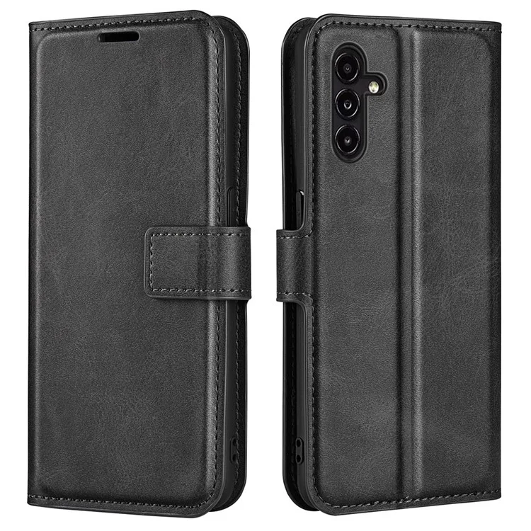 Para Samsung Galaxy A14 5G / 4G Calf Texture PU Leather Phone Case Wallet Foldable Stand Cell Phone Cover - Negro