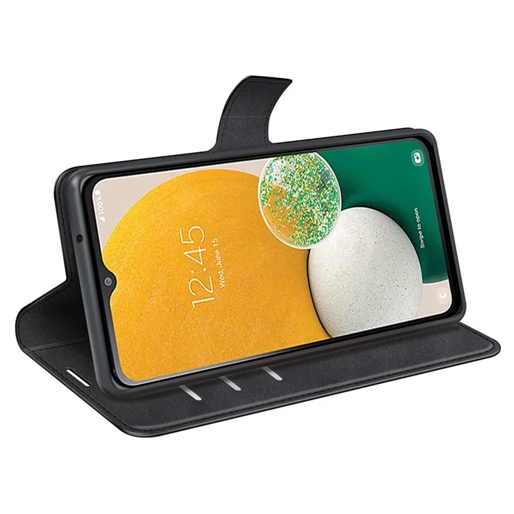 Para Samsung Galaxy A14 5G / 4G Calf Texture PU Leather Phone Case Wallet Foldable Stand Cell Phone Cover - Negro