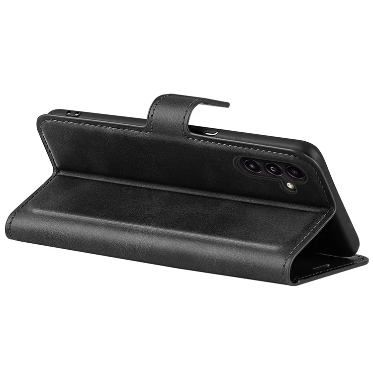 Para Samsung Galaxy A14 5G / 4G Calf Texture PU Leather Phone Case Wallet Foldable Stand Cell Phone Cover - Negro