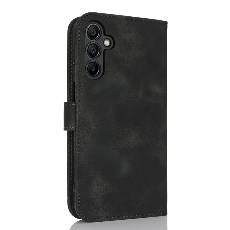 Funda de cartera para Samsung Galaxy A15 5G Piel sintética de toque con borde doblado doble - Negro