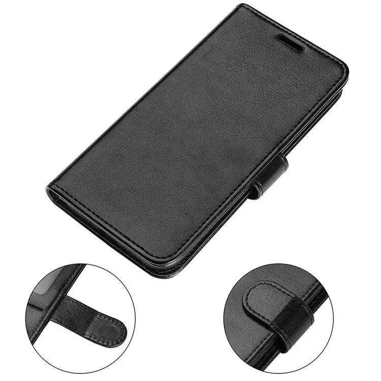 Capa de Telefone de Couro PU Anti-queda Para Motorola Moto E22 4G, Crazy Horse Horse Stand Flip Wallet Full Protection Telefone - Preto