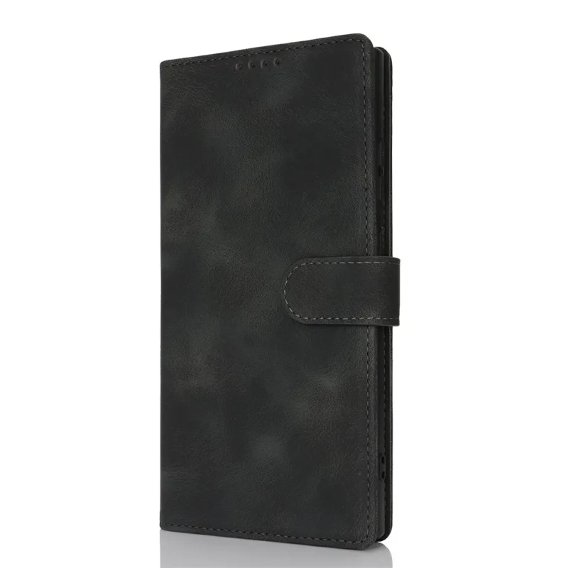 Pour Samsung Galaxy S23 Ultra Étui Portefeuille Double Pli Cuir PU Effet Peau Housse de Téléphone Rabattable - Noir