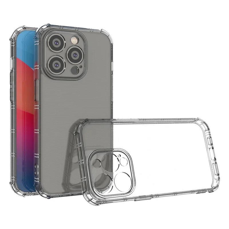 SHANWO Funda para iPhone 15 Pro Max Borde recto Claro Resistente a golpes Cubierta trasera de TPU del teléfono