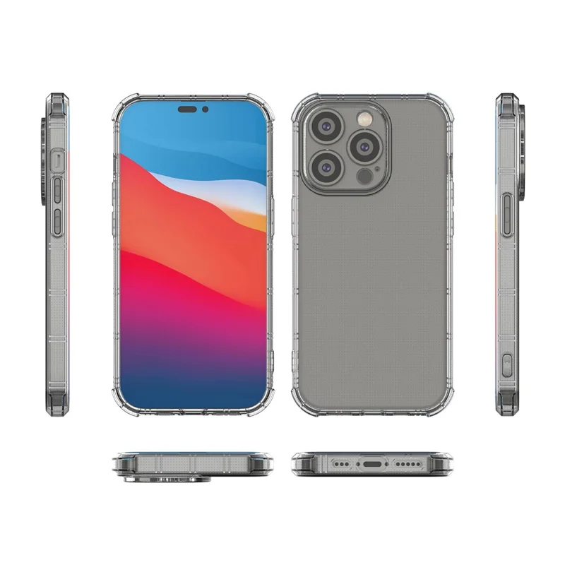 SHANWO Funda para iPhone 15 Pro Max Borde recto Claro Resistente a golpes Cubierta trasera de TPU del teléfono