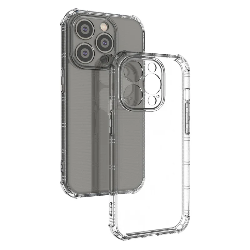 SHANWO Funda para iPhone 15 Pro Max Borde recto Claro Resistente a golpes Cubierta trasera de TPU del teléfono