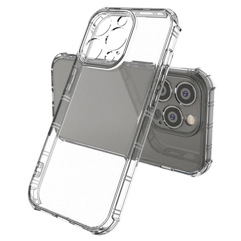 SHANWO Funda para iPhone 15 Pro Max Borde recto Claro Resistente a golpes Cubierta trasera de TPU del teléfono