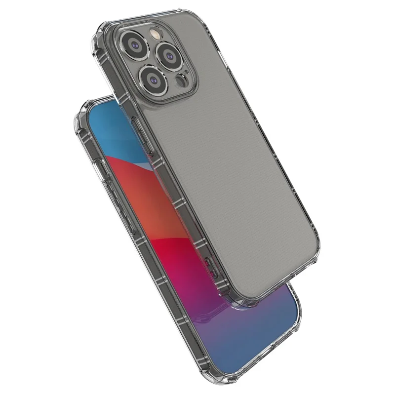 SHANWO Funda para iPhone 15 Pro Max Borde recto Claro Resistente a golpes Cubierta trasera de TPU del teléfono