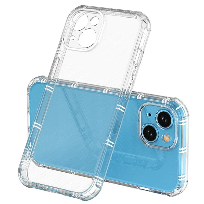 SHANWO Para Capa de iPhone 15 Plus Borda Reta Transparente à Prova de Choque Capa Traseira de TPU