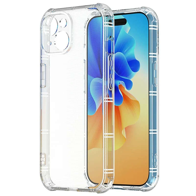 SHANWO Para Capa de iPhone 15 Plus Borda Reta Transparente à Prova de Choque Capa Traseira de TPU