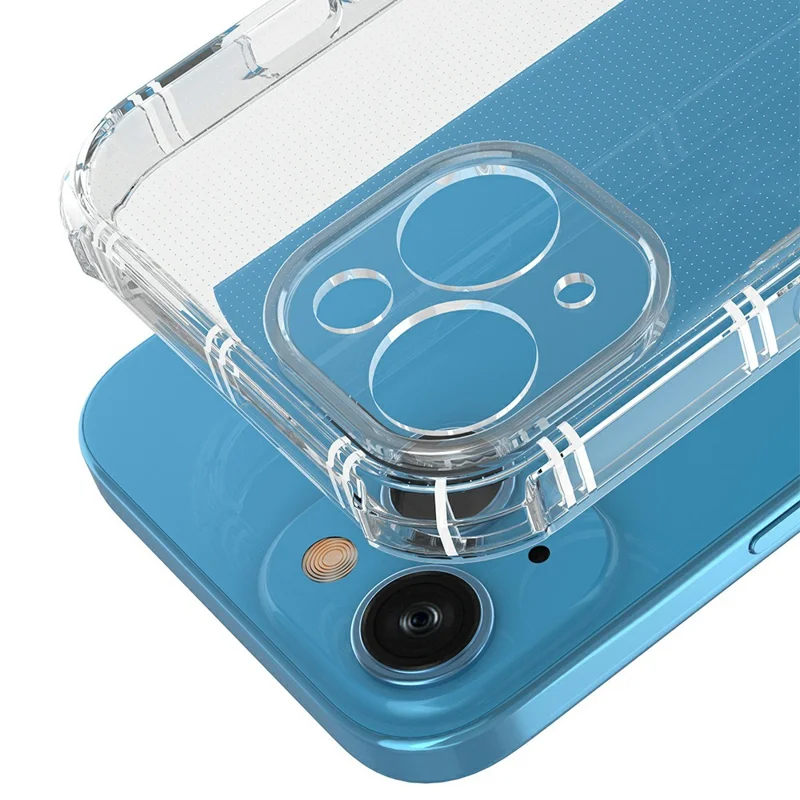 SHANWO Para Capa de iPhone 15 Plus Borda Reta Transparente à Prova de Choque Capa Traseira de TPU