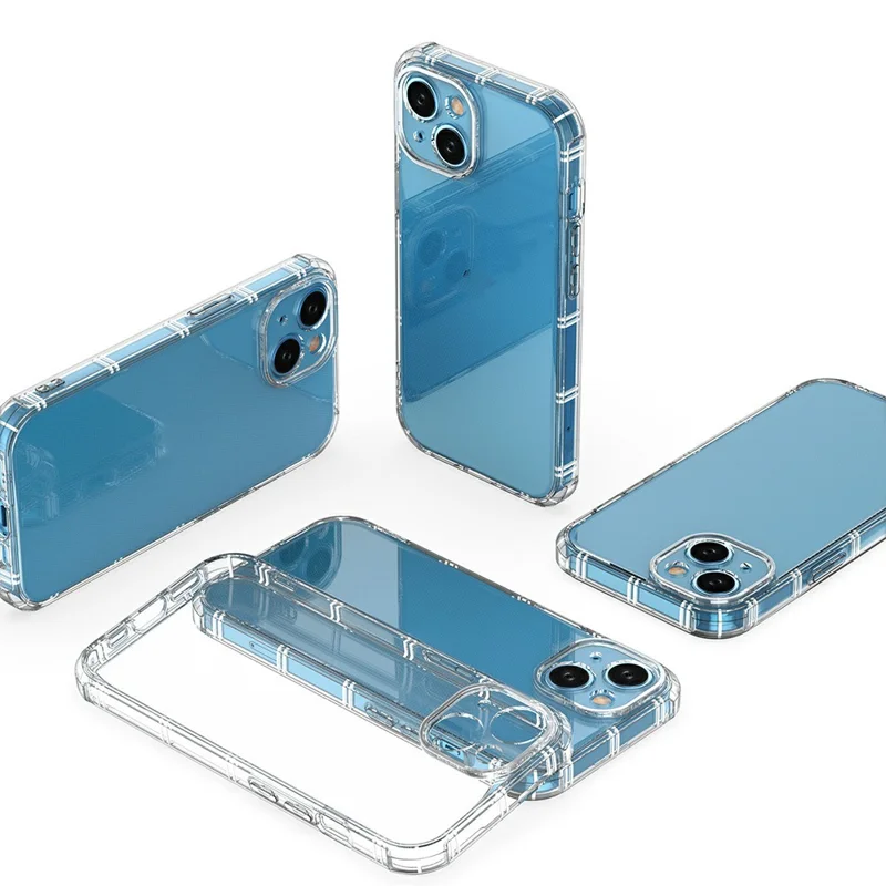 SHANWO Para Capa de iPhone 15 Plus Borda Reta Transparente à Prova de Choque Capa Traseira de TPU