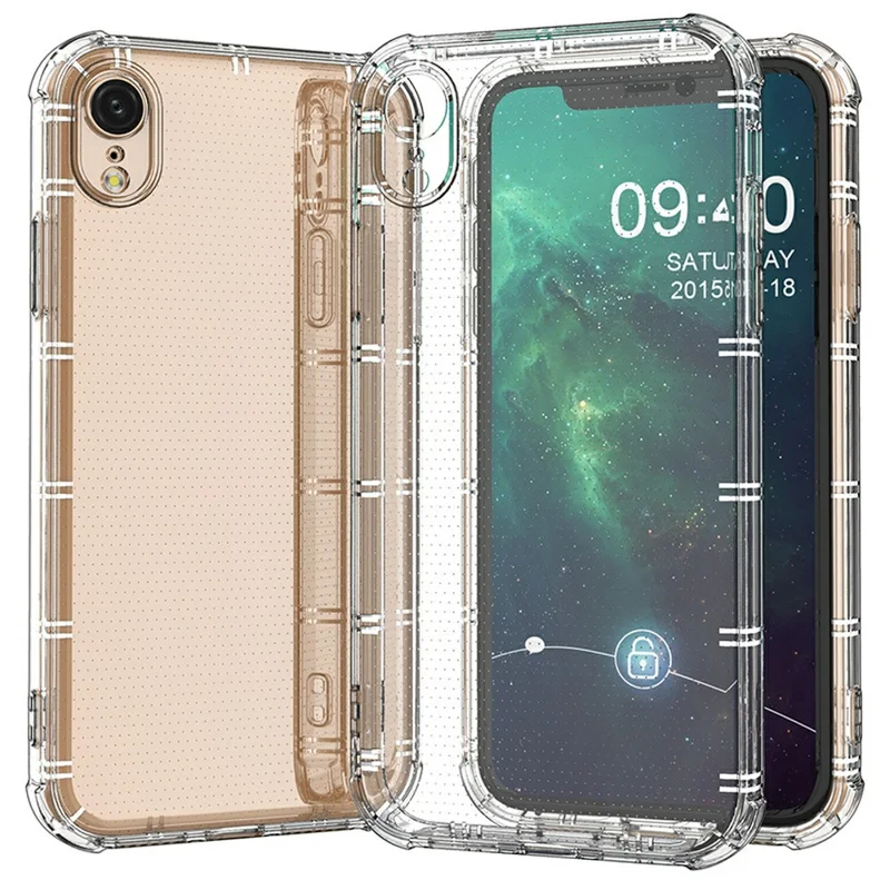 Capa SHANWO para iPhone XR com Borda Reta, Transparente e Resistente a Impactos em TPU para Celular