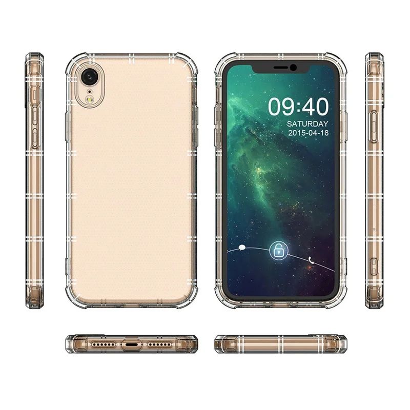 Capa SHANWO para iPhone XR com Borda Reta, Transparente e Resistente a Impactos em TPU para Celular