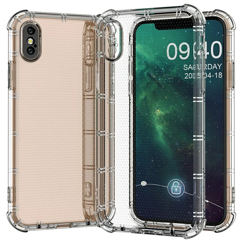 SHANWO For iPhone XS  /  X Case Straight Edge Clear Shockproof TPU Phone Back Cover