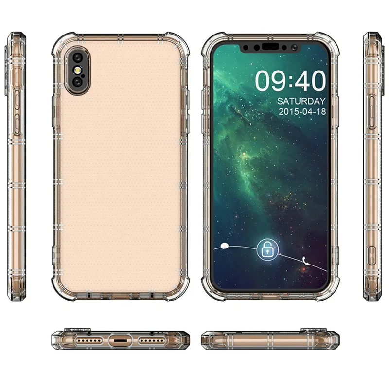 SHANWO For iPhone XS  /  X Case Straight Edge Clear Shockproof TPU Phone Back Cover