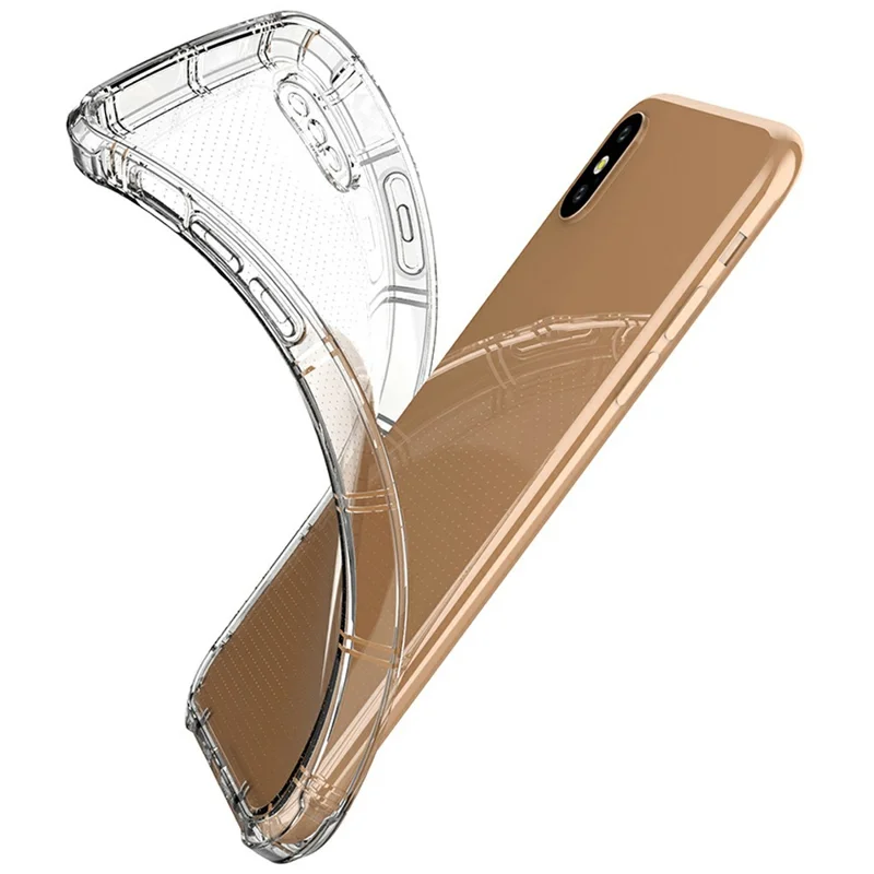 SHANWO For iPhone XS  /  X Case Straight Edge Clear Shockproof TPU Phone Back Cover