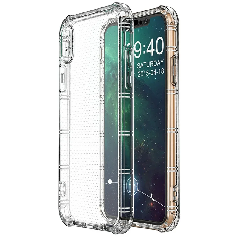 SHANWO For iPhone XS  /  X Case Straight Edge Clear Shockproof TPU Phone Back Cover