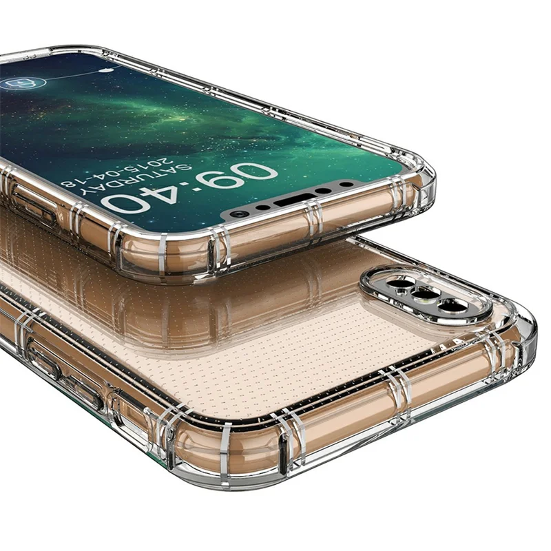 SHANWO For iPhone XS  /  X Case Straight Edge Clear Shockproof TPU Phone Back Cover