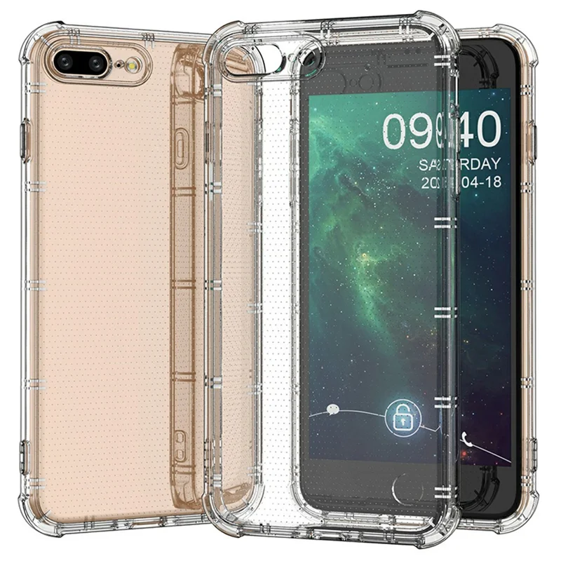 SHANWO Pour iPhone 8 Plus / 7 Plus Étui Bord Droit Clair Coque de téléphone TPU Antichoc