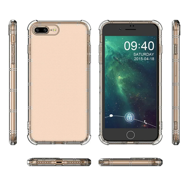 SHANWO Pour iPhone 8 Plus / 7 Plus Étui Bord Droit Clair Coque de téléphone TPU Antichoc