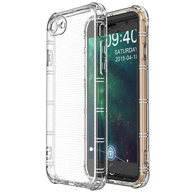SHANWO TPU Case For iPhone SE (2022)  /  (2020)  /  8  /  7 Straight Edge Clear Shockproof Phone Back Cover