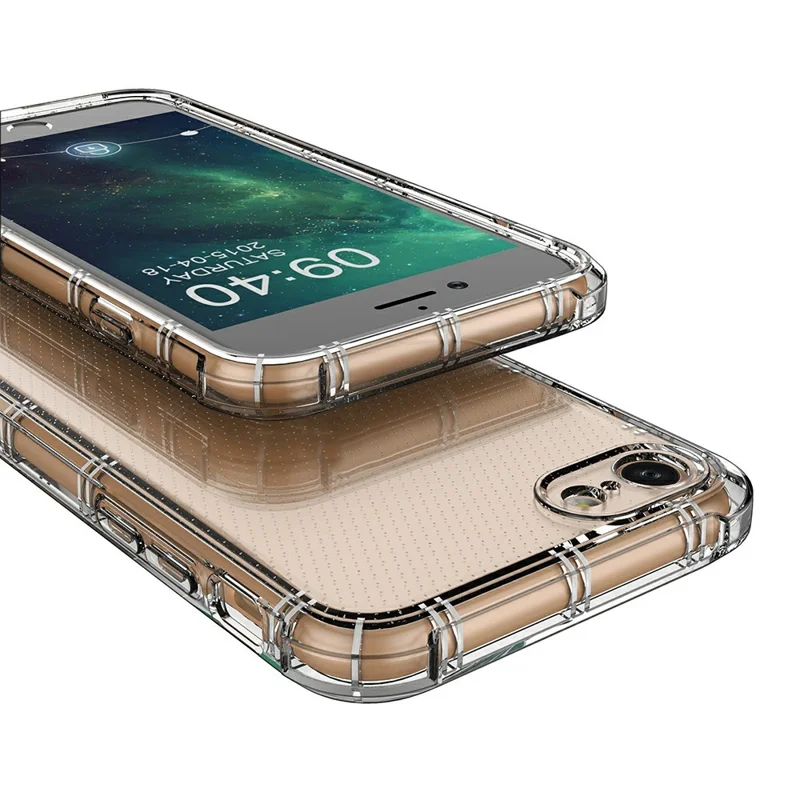 SHANWO TPU Case For iPhone SE (2022)  /  (2020)  /  8  /  7 Straight Edge Clear Shockproof Phone Back Cover