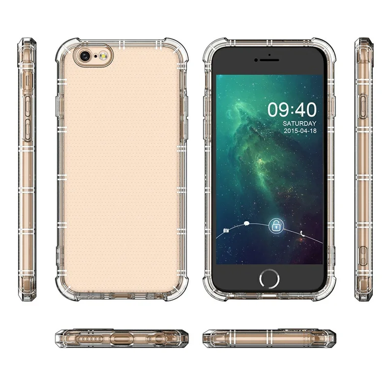 SHANWO для iPhone 6 / 6s Чехол с прямыми краями прозрачный противоударный TPU чехол для задней панели телефона
