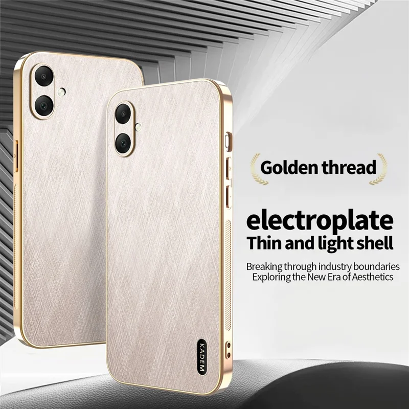 KADEM For Samsung Galaxy A05 4G Case Electroplating Silk Texture PU + TPU Phone Back Cover - Gold