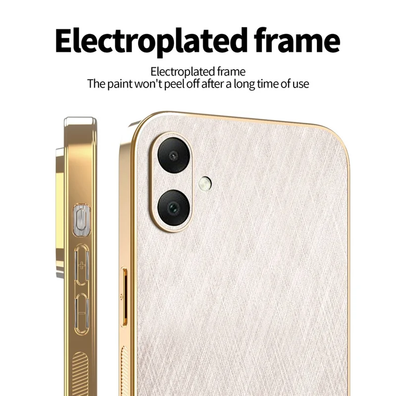 KADEM For Samsung Galaxy A05 4G Case Electroplating Silk Texture PU + TPU Phone Back Cover - Gold