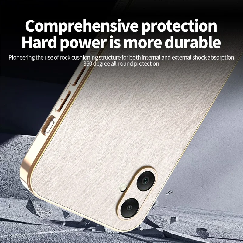 KADEM For Samsung Galaxy A05 4G Case Electroplating Silk Texture PU + TPU Phone Back Cover - Gold