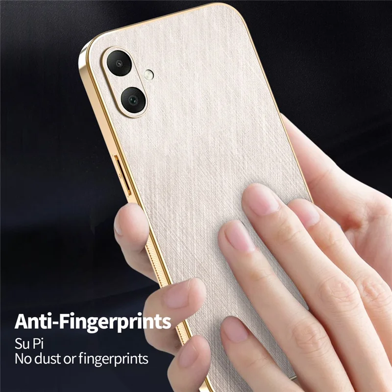 KADEM For Samsung Galaxy A05 4G Case Electroplating Silk Texture PU + TPU Phone Back Cover - Gold
