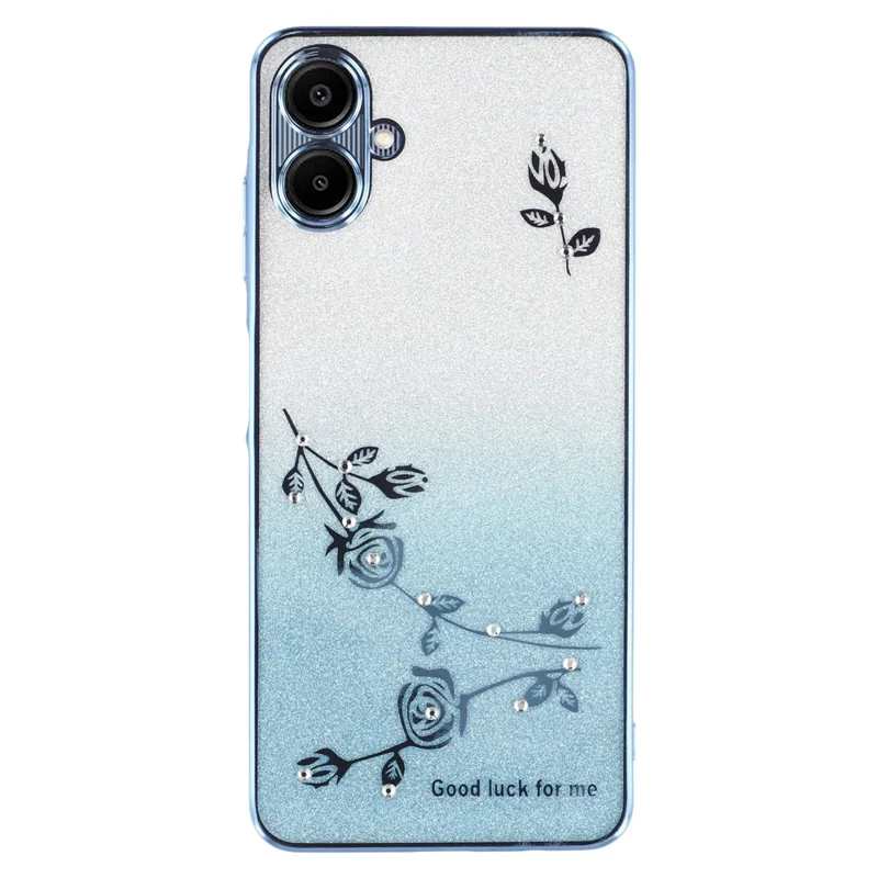 KADEM Per Samsung Galaxy A05 4G Cover con Anello Supporto TPU Fiori Cover Telefono Sfumato Glitter - Blu