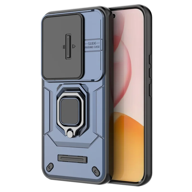 Pour l'honneur 400 Pro 5G (Global) Étui PC + TPU Support de Téléphone Protecteur avec Couvercle d'Objectif - Bleu