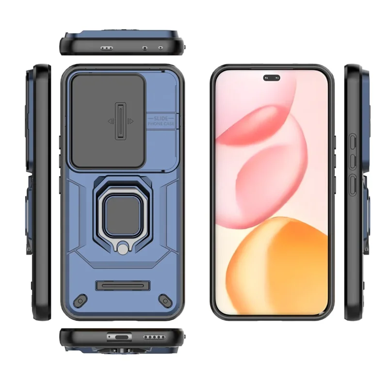 Pour l'honneur 400 Pro 5G (Global) Étui PC + TPU Support de Téléphone Protecteur avec Couvercle d'Objectif - Bleu