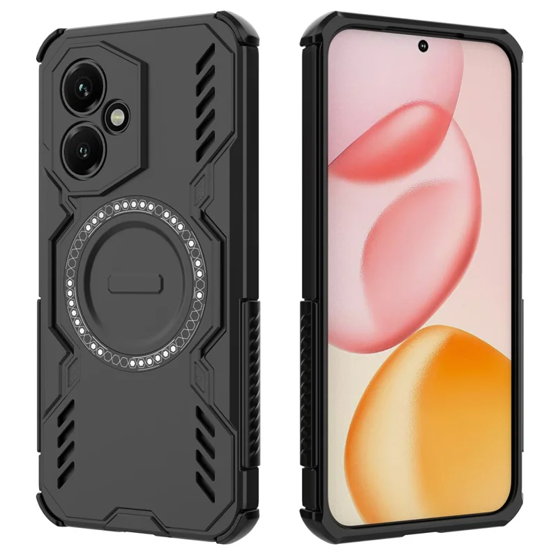 Pour l'honneur 400 5G (global) Étui magnétique Armure papillon Dissipation de la chaleur creuse PC + Étui de téléphone TPU - Noir
