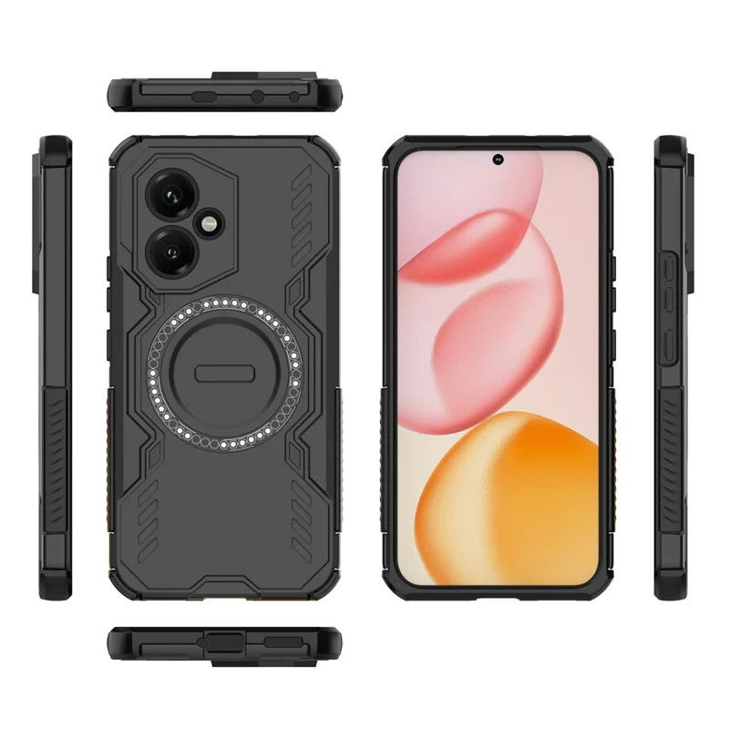 Pour l'honneur 400 5G (global) Étui magnétique Armure papillon Dissipation de la chaleur creuse PC + Étui de téléphone TPU - Noir