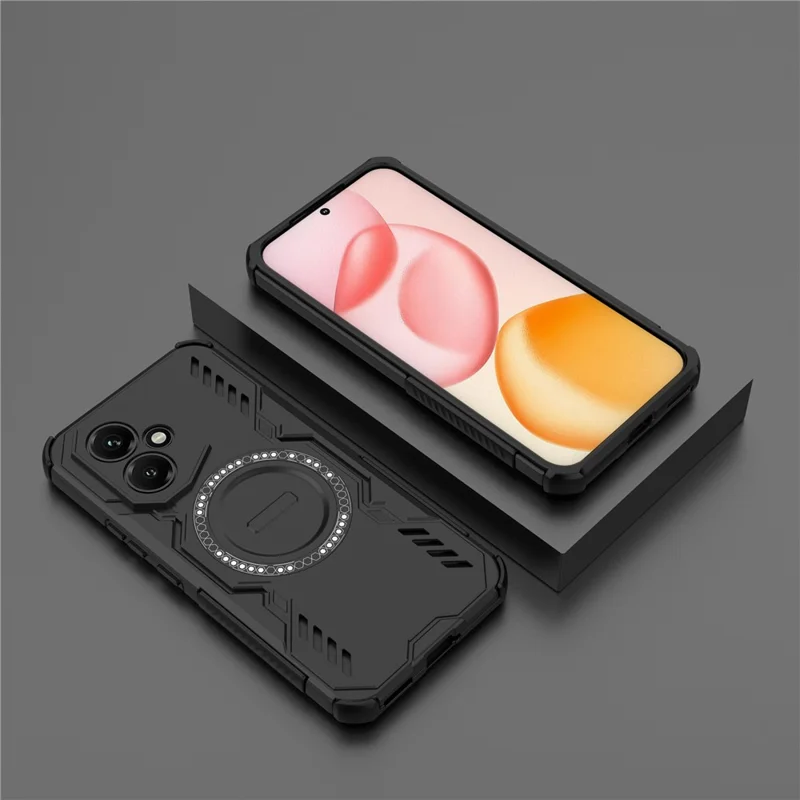Pour l'honneur 400 5G (global) Étui magnétique Armure papillon Dissipation de la chaleur creuse PC + Étui de téléphone TPU - Noir