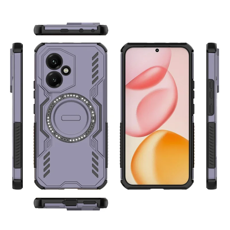 For Honor 400 5G (Global) Magnetic Case Butterfly Armor Hollow Heat Dissipation PC + TPU Phone Cover - Purple