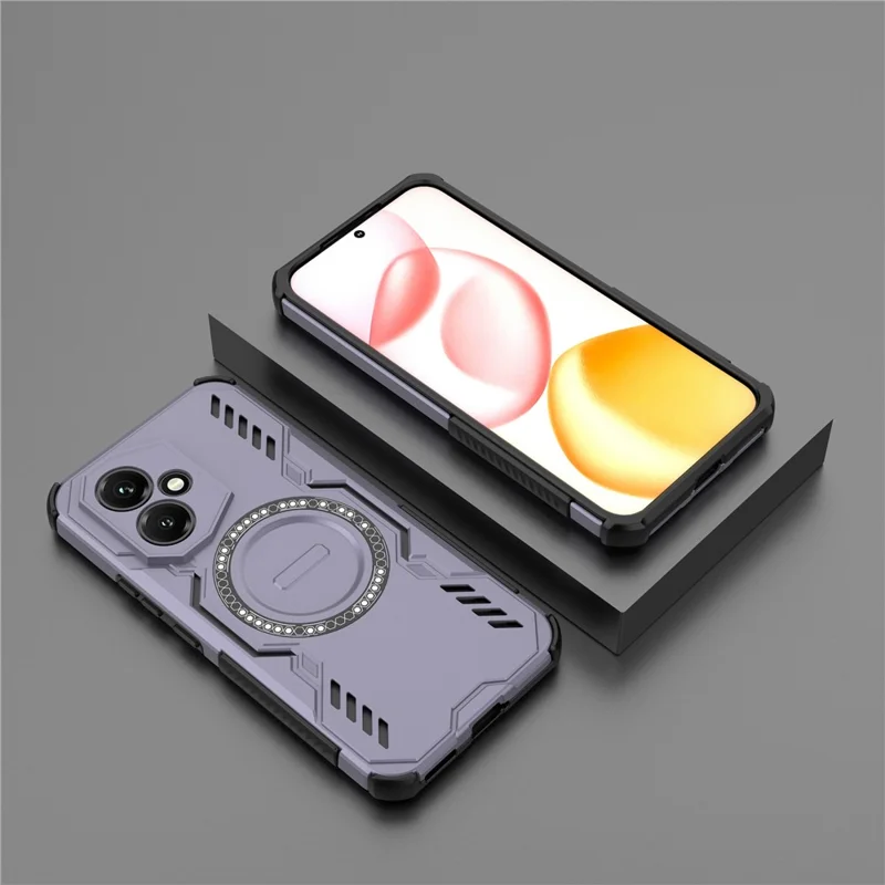 For Honor 400 5G (Global) Magnetic Case Butterfly Armor Hollow Heat Dissipation PC + TPU Phone Cover - Purple