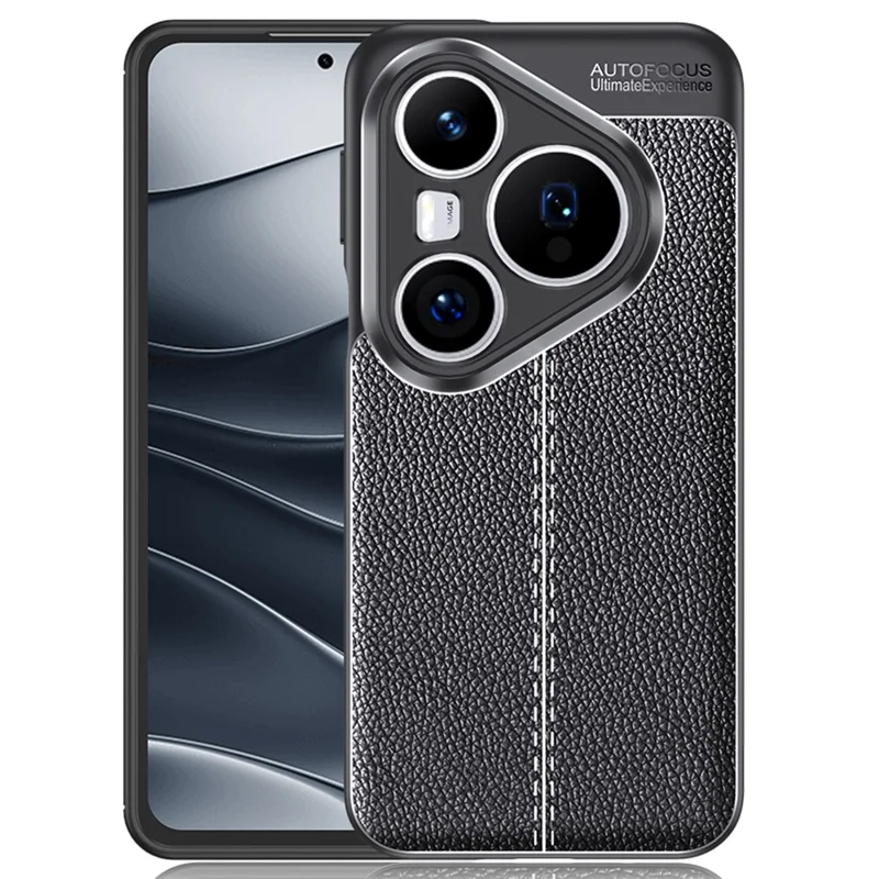 For Huawei Pura 80 Pro Case Litchi Texture TPU Flexible Phone Cover, Black