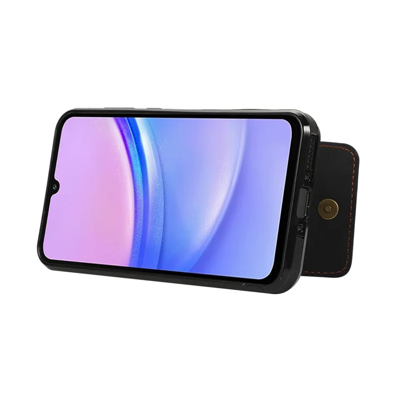For Samsung Galaxy A16 4G / 5G Case Card Holder Kickstand Leather + TPU Phone Cover with Shoulder Strap - Black