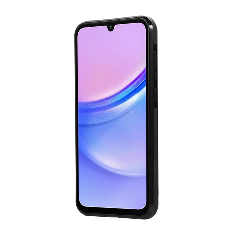For Samsung Galaxy A16 4G / 5G Case Card Holder Kickstand Leather + TPU Phone Cover with Shoulder Strap - Black